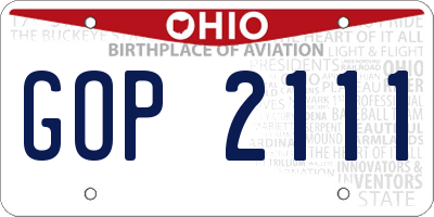 OH license plate GOP2111