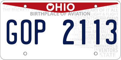 OH license plate GOP2113