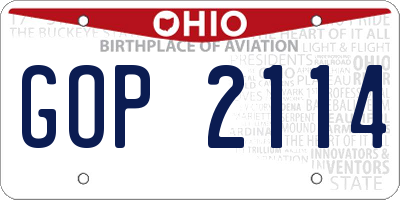 OH license plate GOP2114