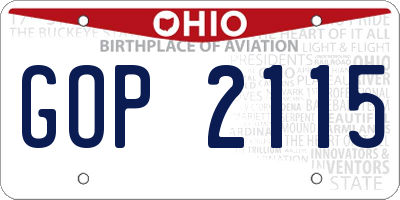OH license plate GOP2115