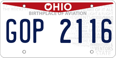 OH license plate GOP2116