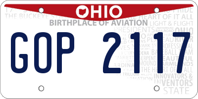 OH license plate GOP2117