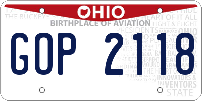 OH license plate GOP2118