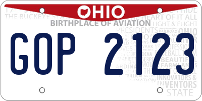 OH license plate GOP2123