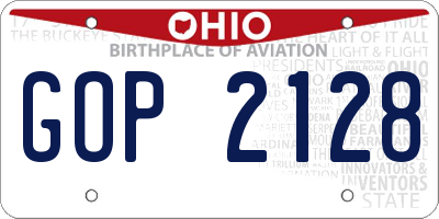 OH license plate GOP2128