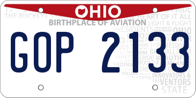 OH license plate GOP2133