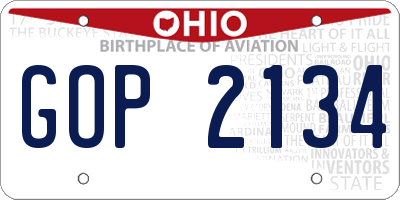 OH license plate GOP2134