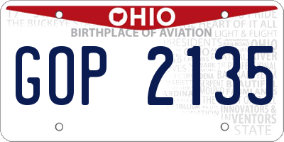 OH license plate GOP2135
