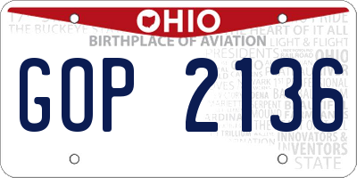 OH license plate GOP2136