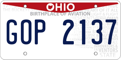 OH license plate GOP2137