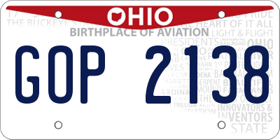 OH license plate GOP2138