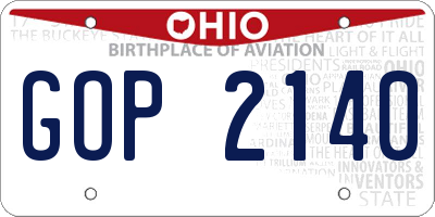OH license plate GOP2140