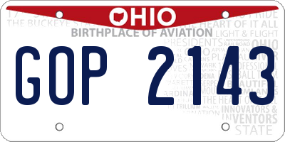 OH license plate GOP2143