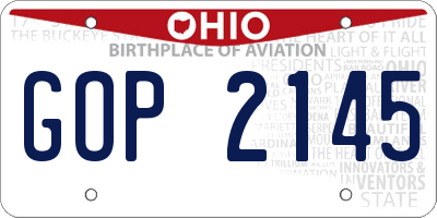 OH license plate GOP2145