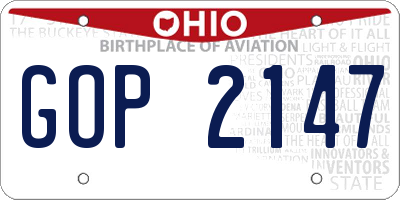OH license plate GOP2147