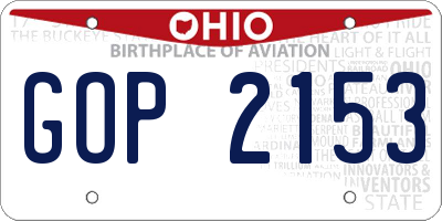 OH license plate GOP2153