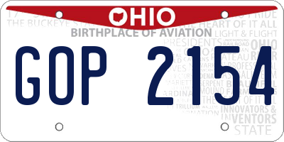 OH license plate GOP2154
