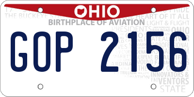 OH license plate GOP2156