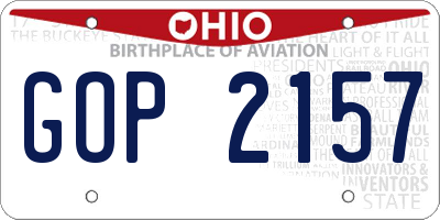OH license plate GOP2157