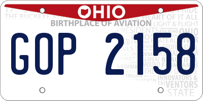 OH license plate GOP2158