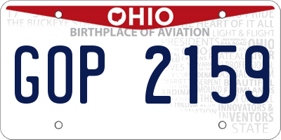 OH license plate GOP2159