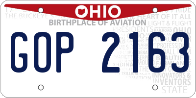 OH license plate GOP2163