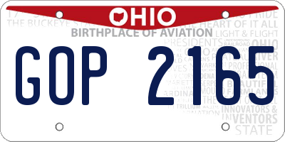OH license plate GOP2165