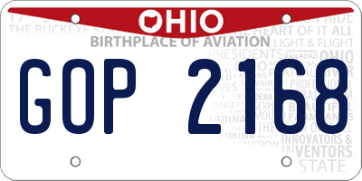 OH license plate GOP2168