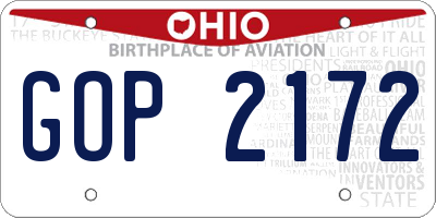 OH license plate GOP2172