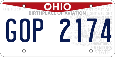 OH license plate GOP2174