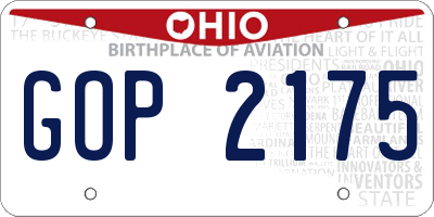 OH license plate GOP2175