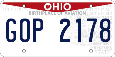 OH license plate GOP2178