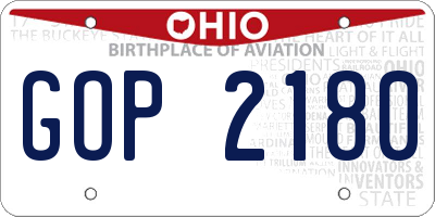 OH license plate GOP2180