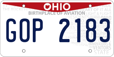 OH license plate GOP2183