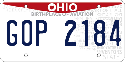OH license plate GOP2184