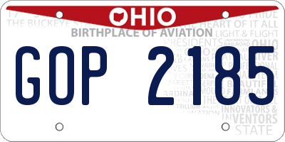 OH license plate GOP2185