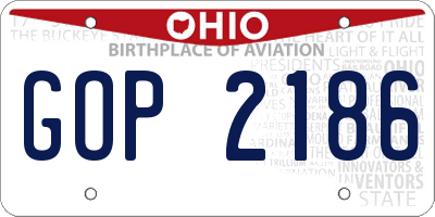 OH license plate GOP2186