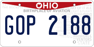 OH license plate GOP2188