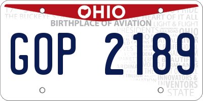 OH license plate GOP2189