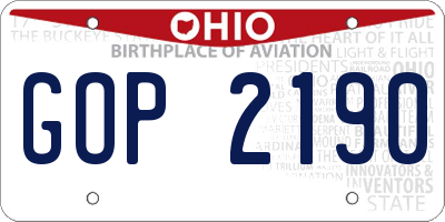 OH license plate GOP2190