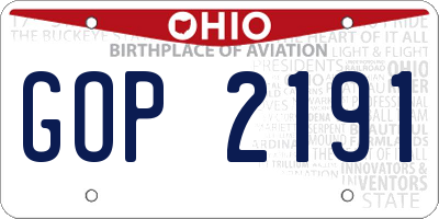 OH license plate GOP2191