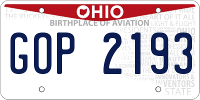 OH license plate GOP2193