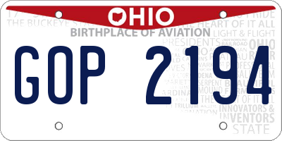 OH license plate GOP2194