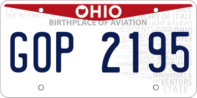 OH license plate GOP2195