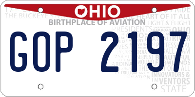 OH license plate GOP2197