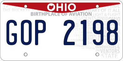 OH license plate GOP2198