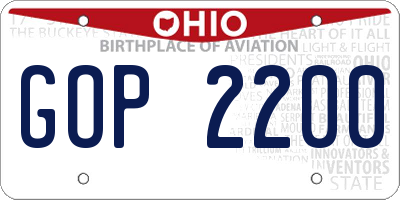 OH license plate GOP2200
