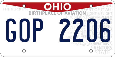 OH license plate GOP2206
