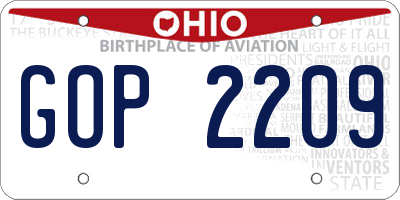 OH license plate GOP2209