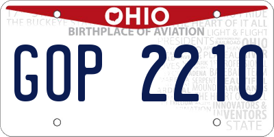 OH license plate GOP2210
